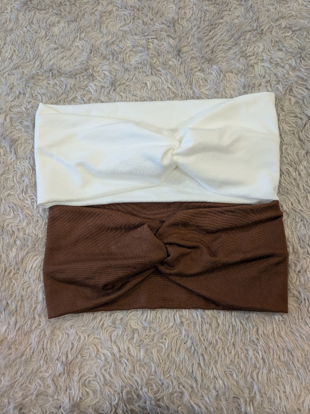 Two Neutral Headbands Brown And White